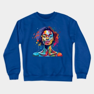 Afrocentric Woman Multicolored Painting Crewneck Sweatshirt